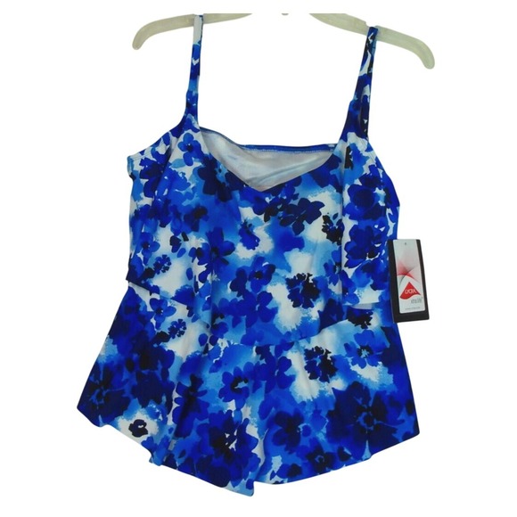 Maxine of Hollywood Other - MAXINE of HOLLYWOOD‎ TAKINI SWIMSUIT TOP NAVY BLUE & AQUA FLORAL  Size 18 NWT